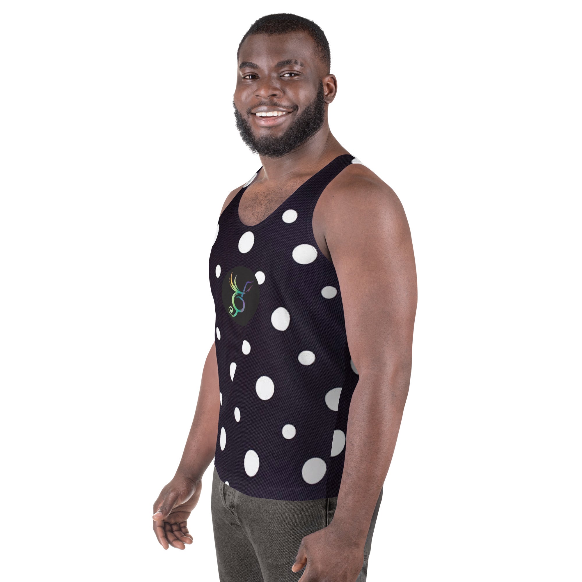 Zilla Dots Black Cow Unisex Tank Top