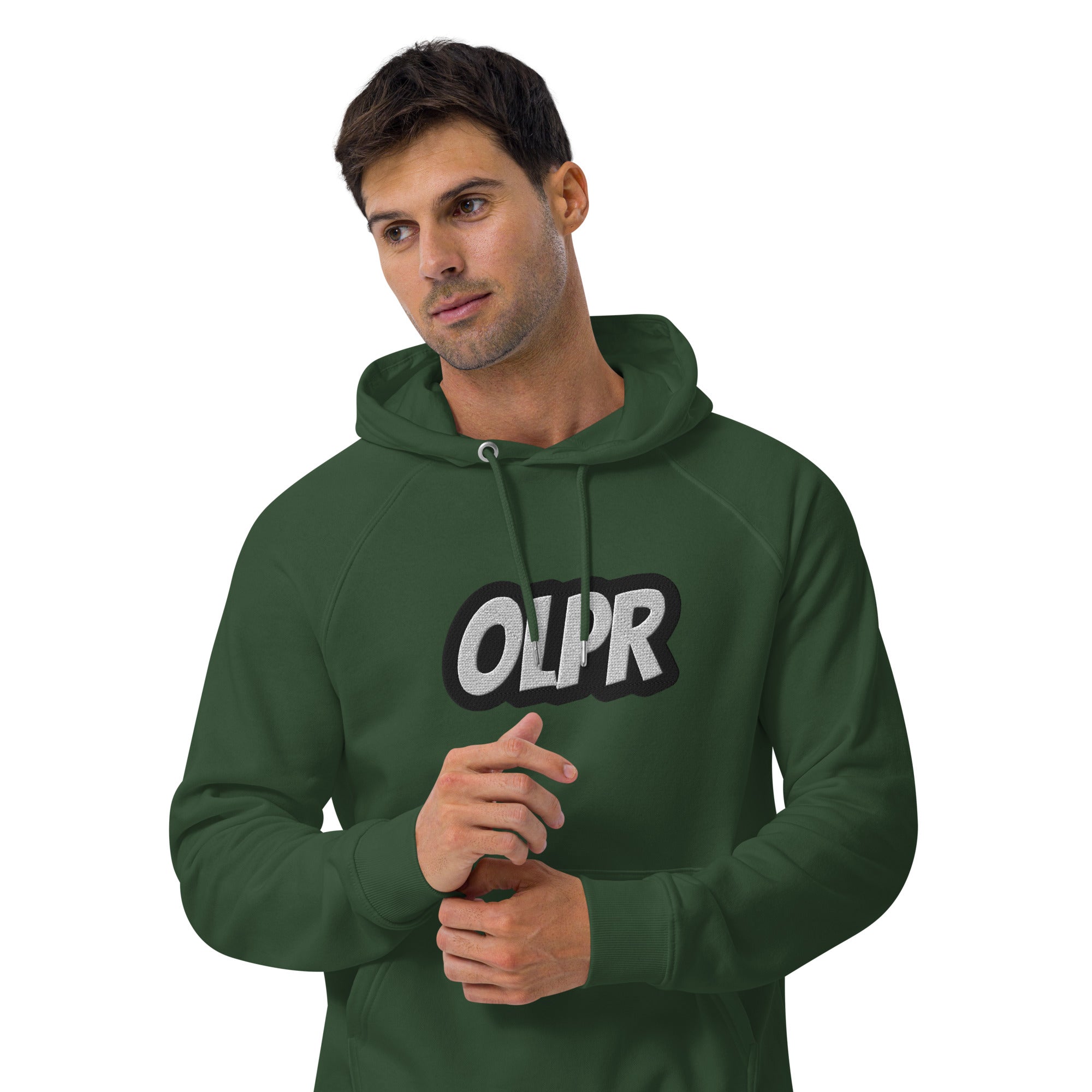 OLPR Embroidered Unisex eco raglan hoodie