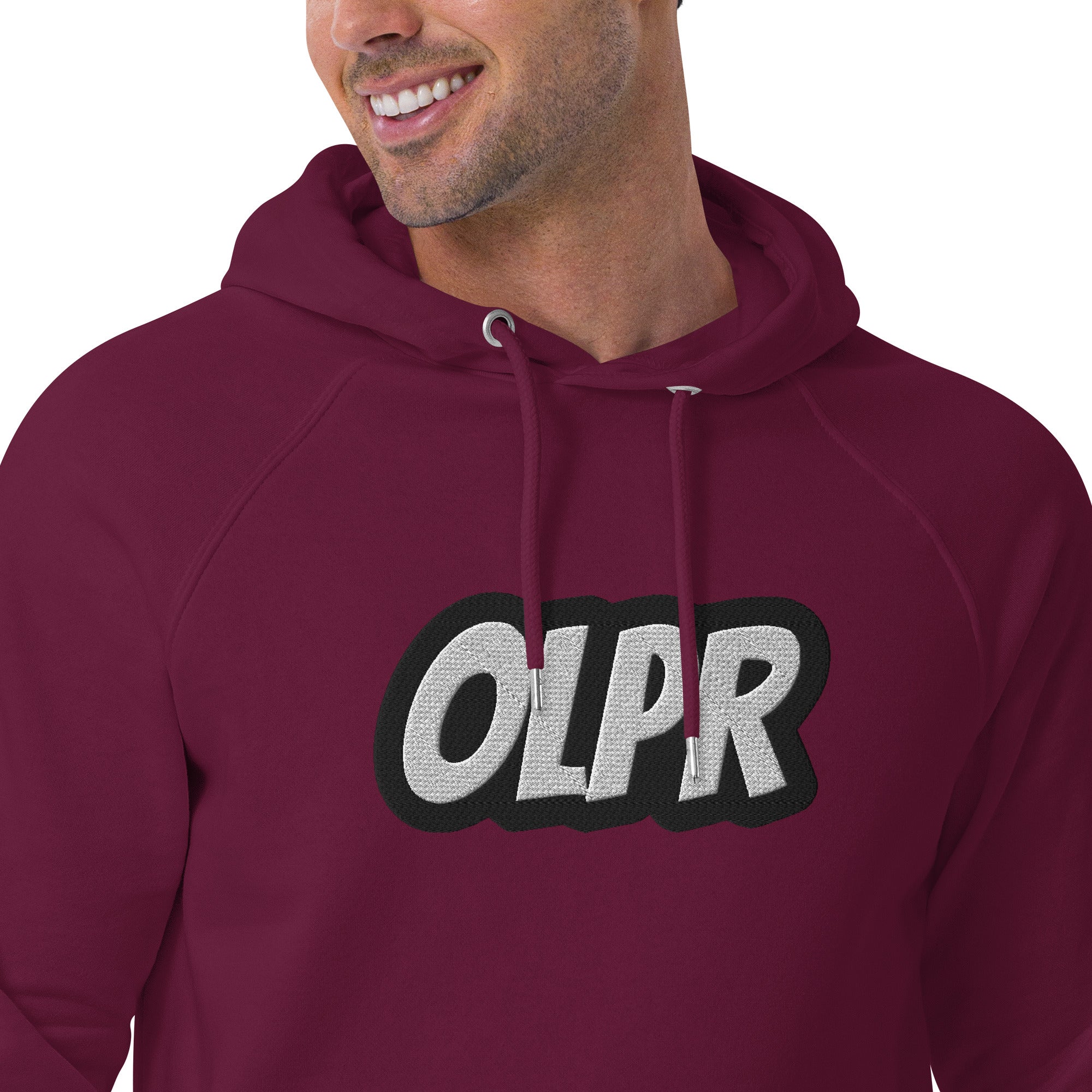 OLPR Embroidered Unisex eco raglan hoodie