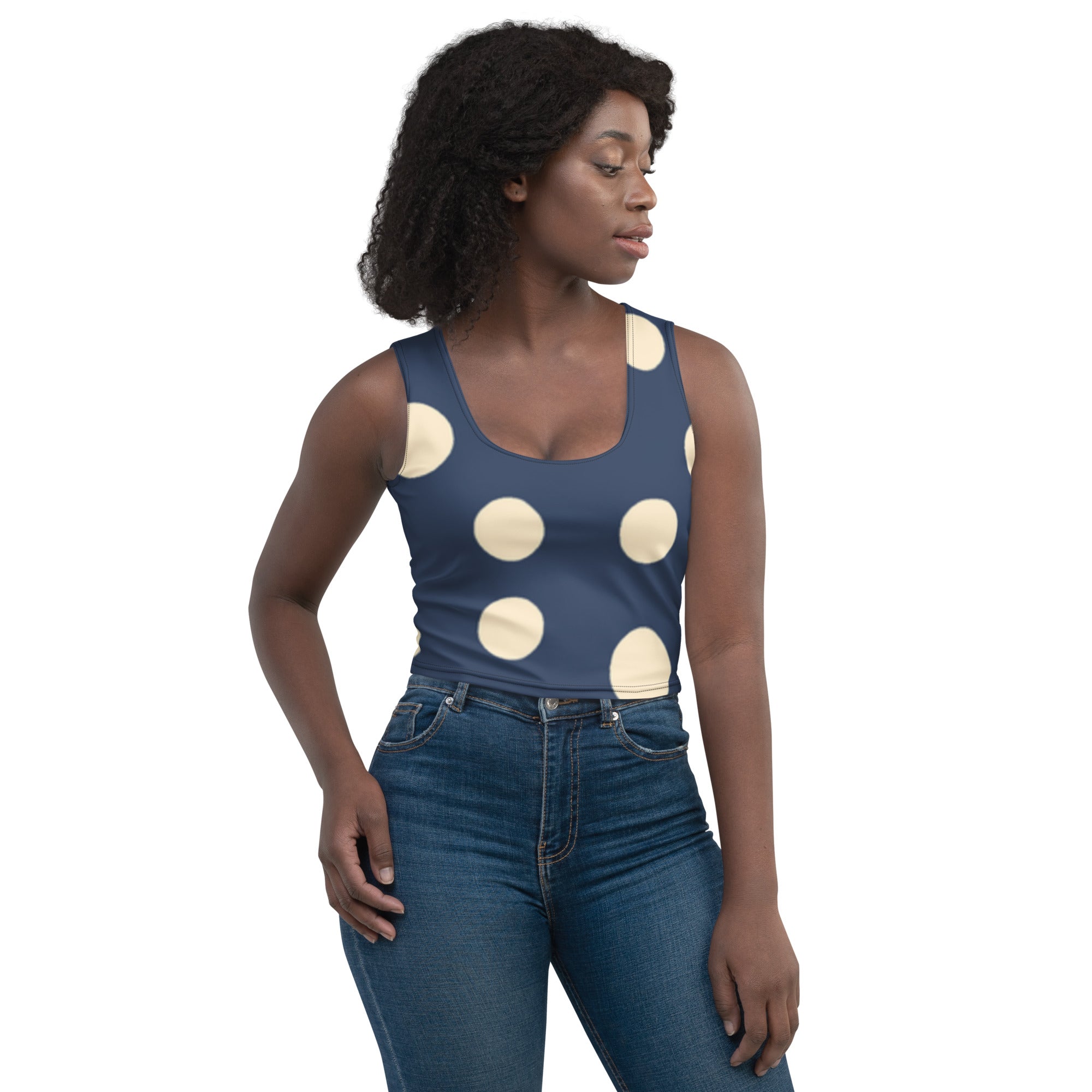 Zilla Dots Blue Moo Crop Top
