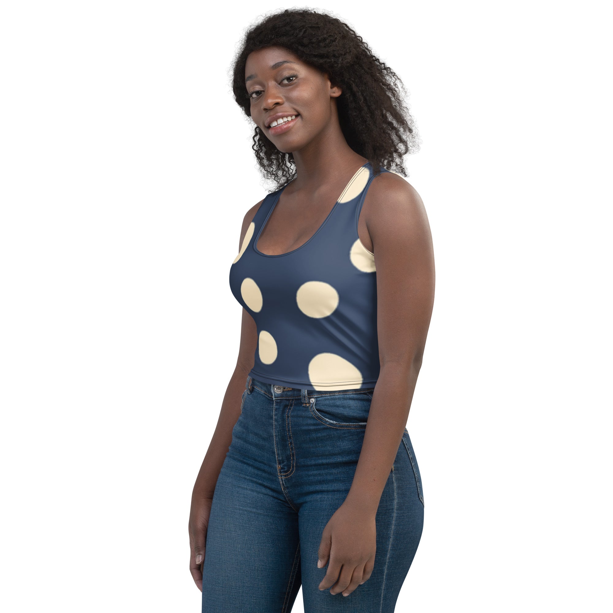Zilla Dots Blue Moo Crop Top