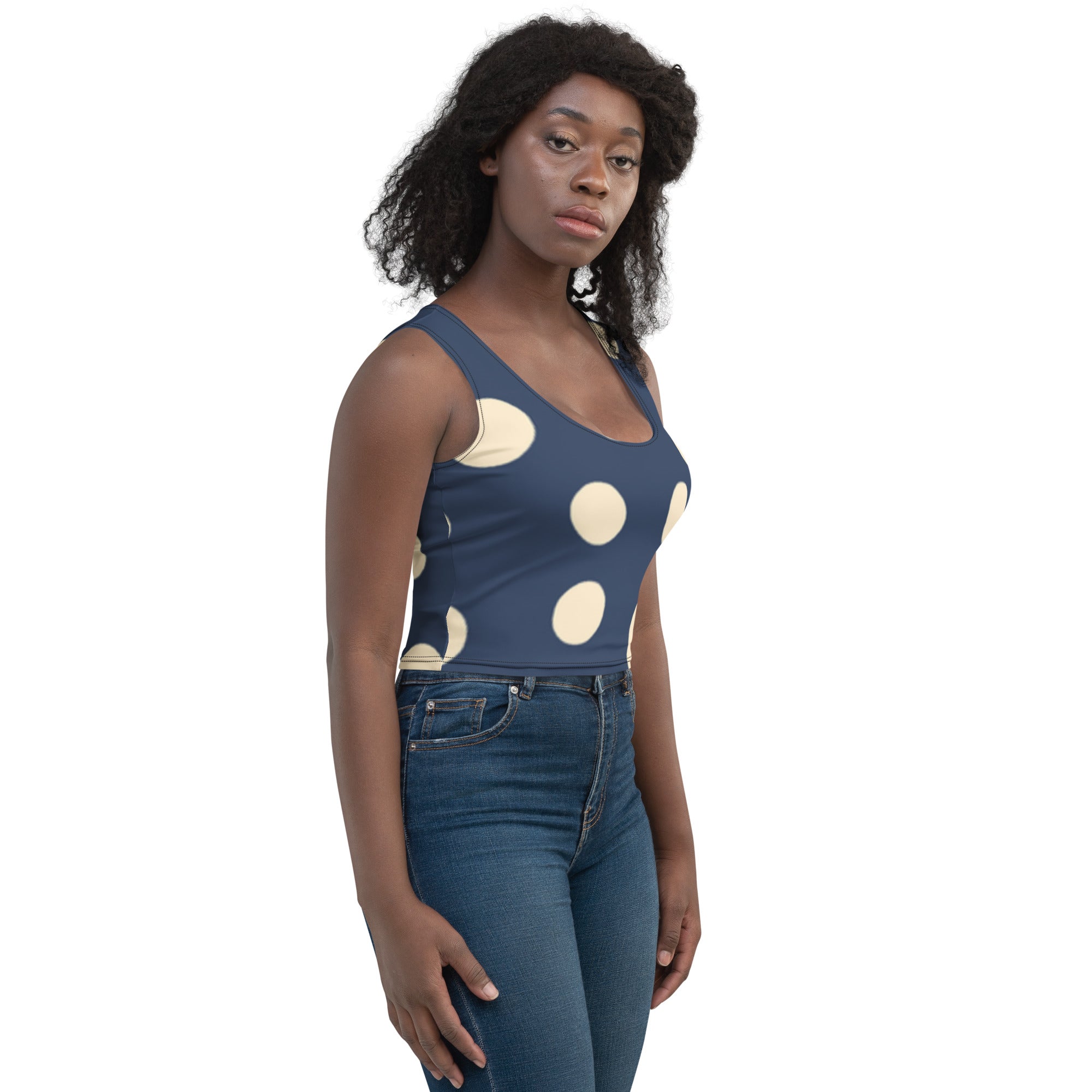 Zilla Dots Blue Moo Crop Top