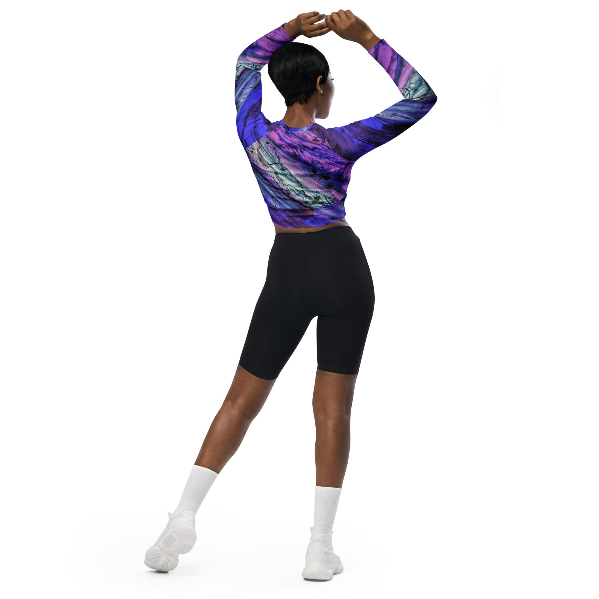 Abstract Andromeda long-sleeve crop top