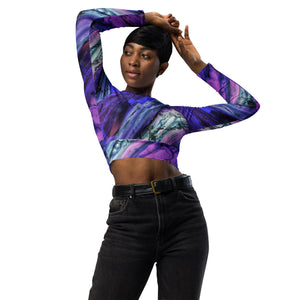 Abstract Andromeda long-sleeve crop top