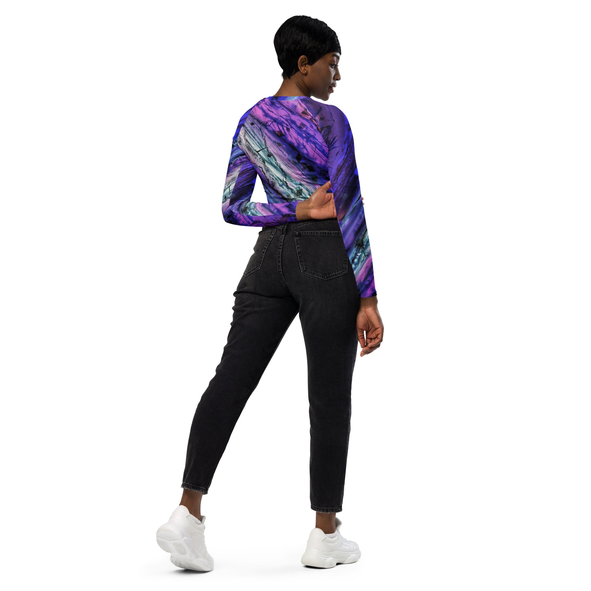 Abstract Andromeda long-sleeve crop top