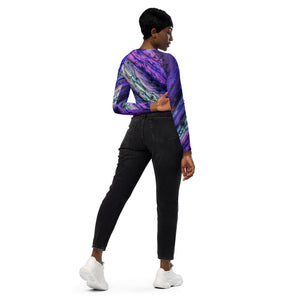 Abstract Andromeda long-sleeve crop top