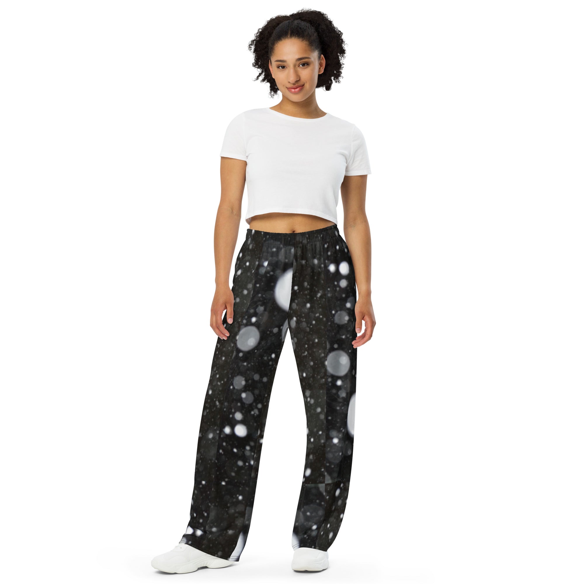 Princess Lauren Zilla Dots Black Snow All-over print unisex wide-leg pants