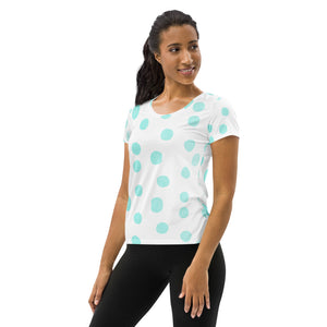 Zilla Dotz Blue Cow Women's Athletic T-shirt