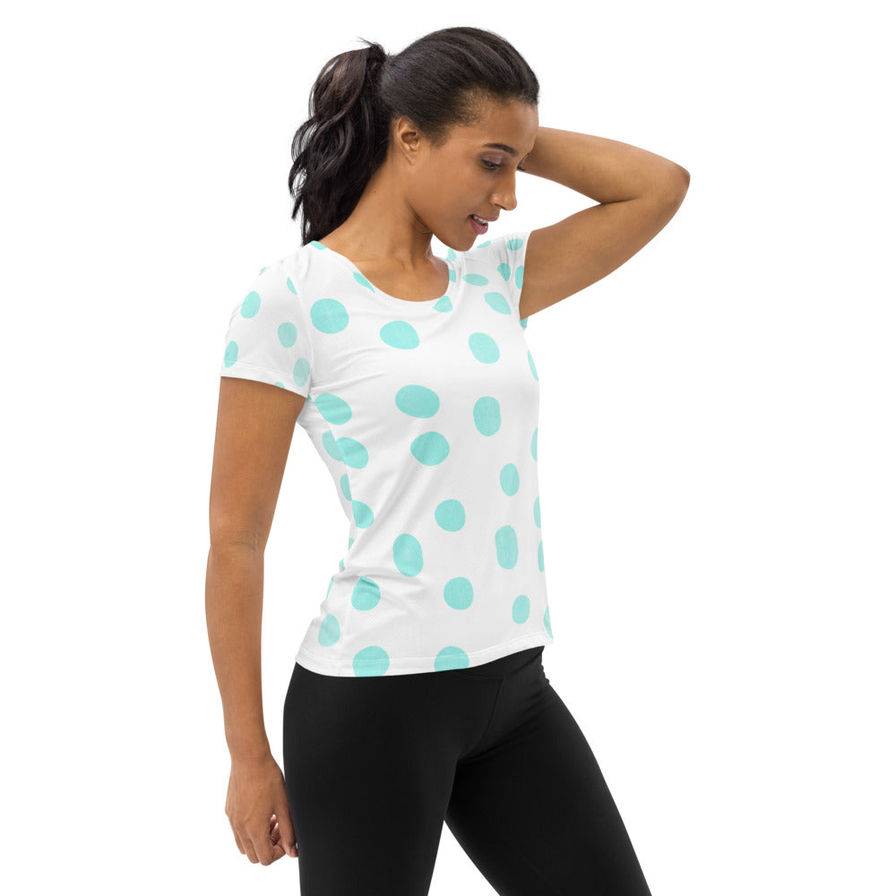 Zilla Dotz Blue Cow Women's Athletic T-shirt