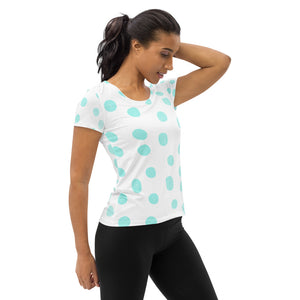Zilla Dotz Blue Cow Women's Athletic T-shirt