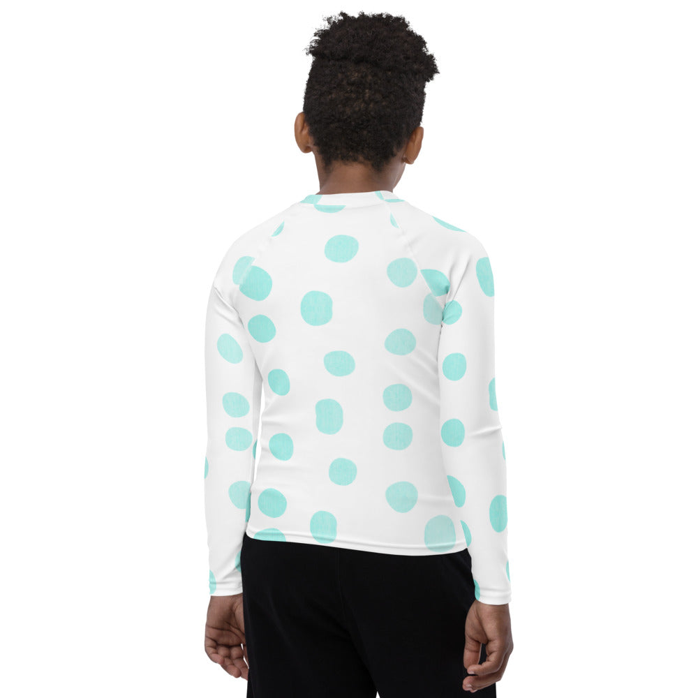 Zilla Dots Blue Cow Youth Rash Guard