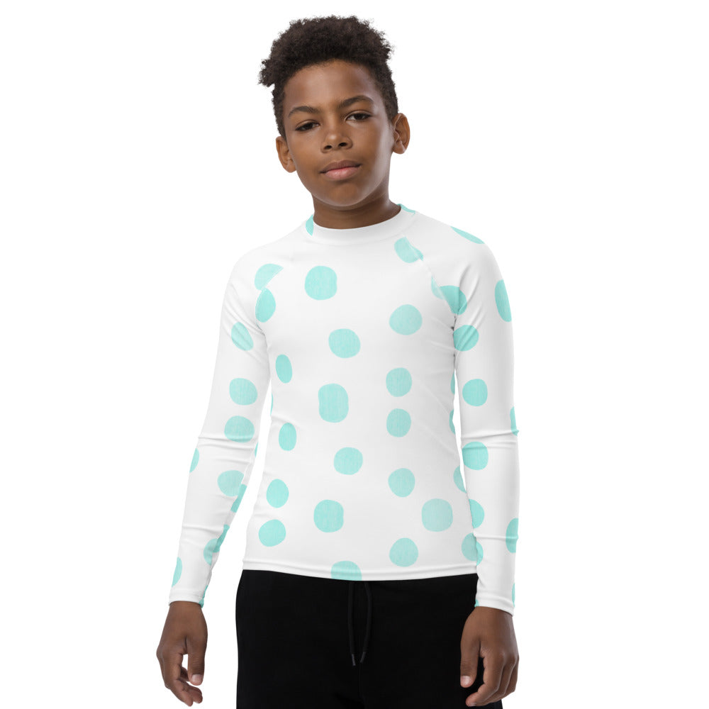 Zilla Dots Blue Cow Youth Rash Guard