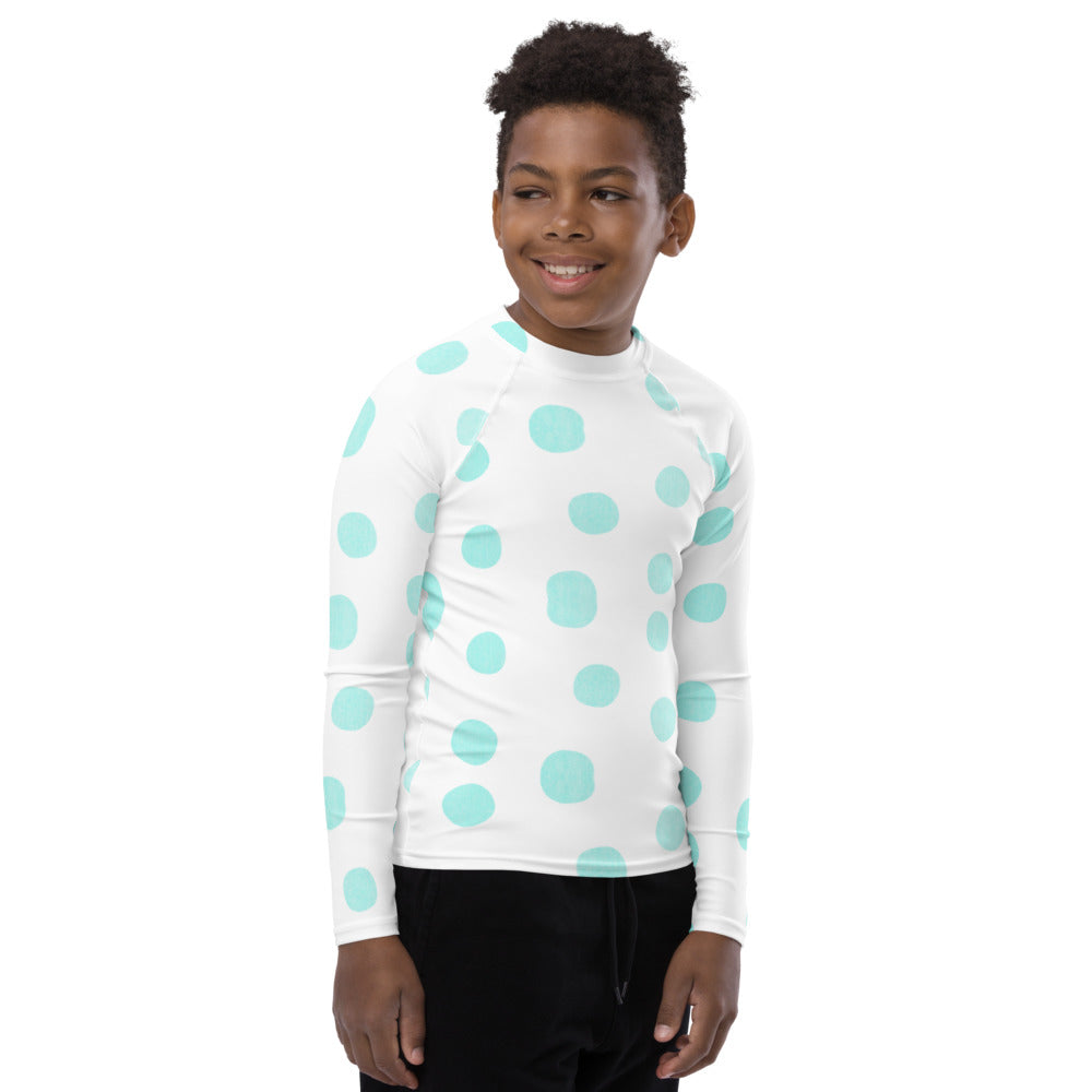 Zilla Dots Blue Cow Youth Rash Guard