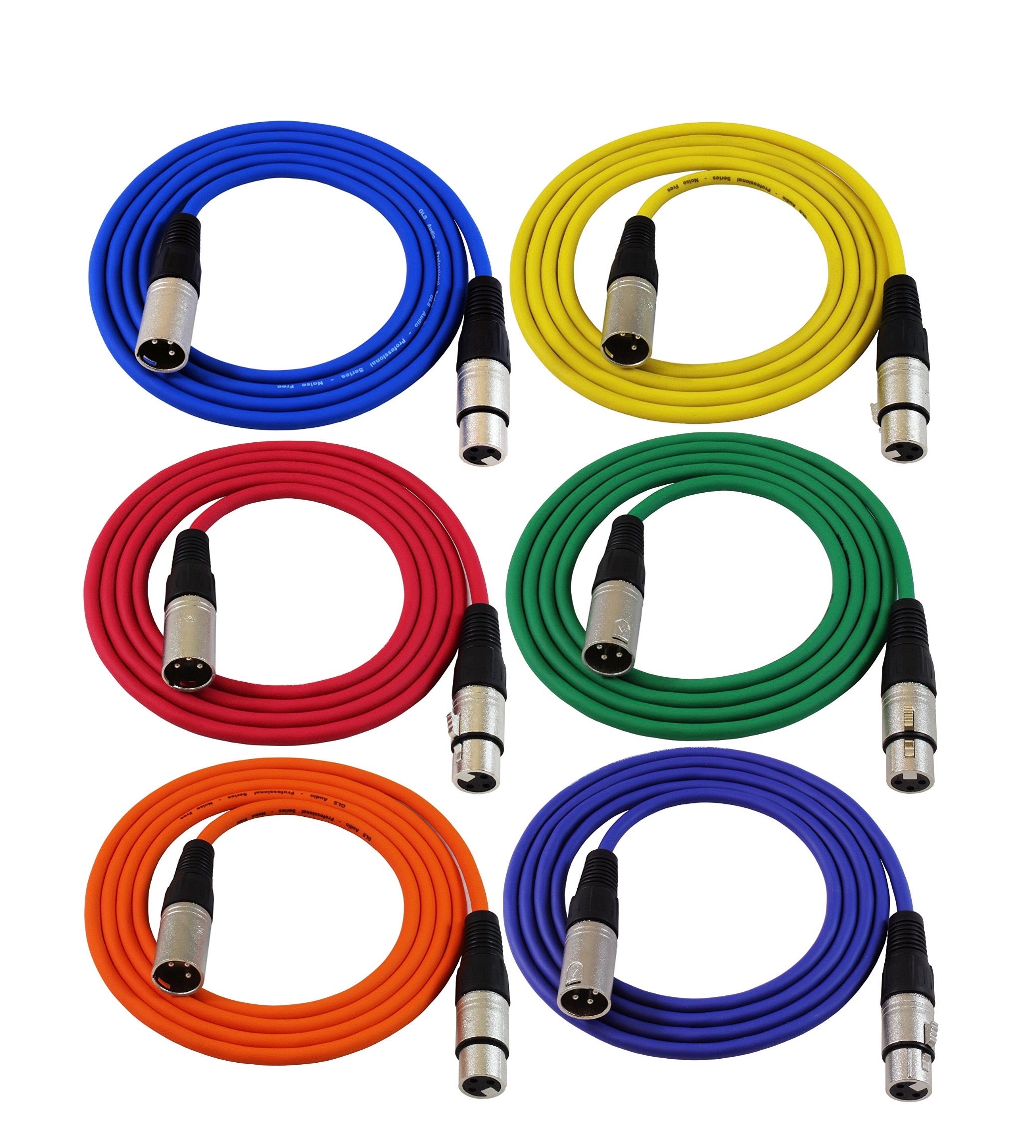 6 Pack Colored XLR Cables