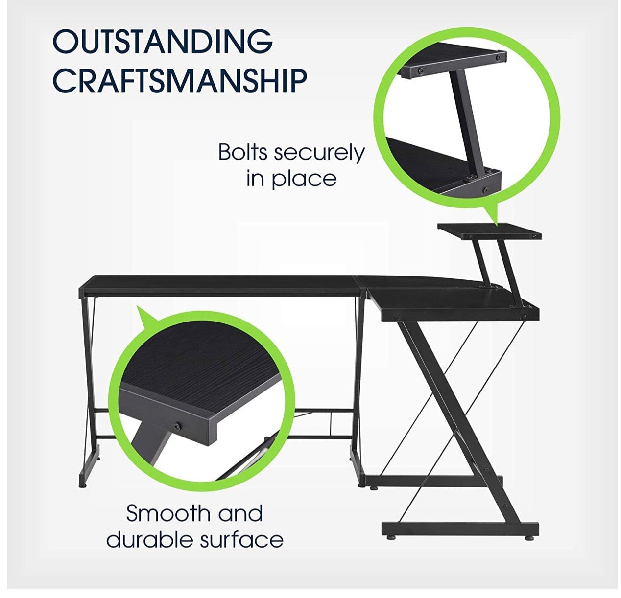 Compact L-Desk for Gaming/Studio