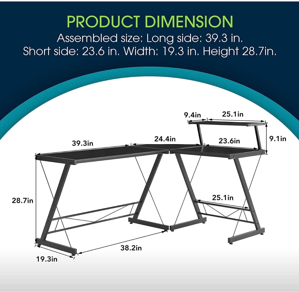 Compact L-Desk for Gaming/Studio