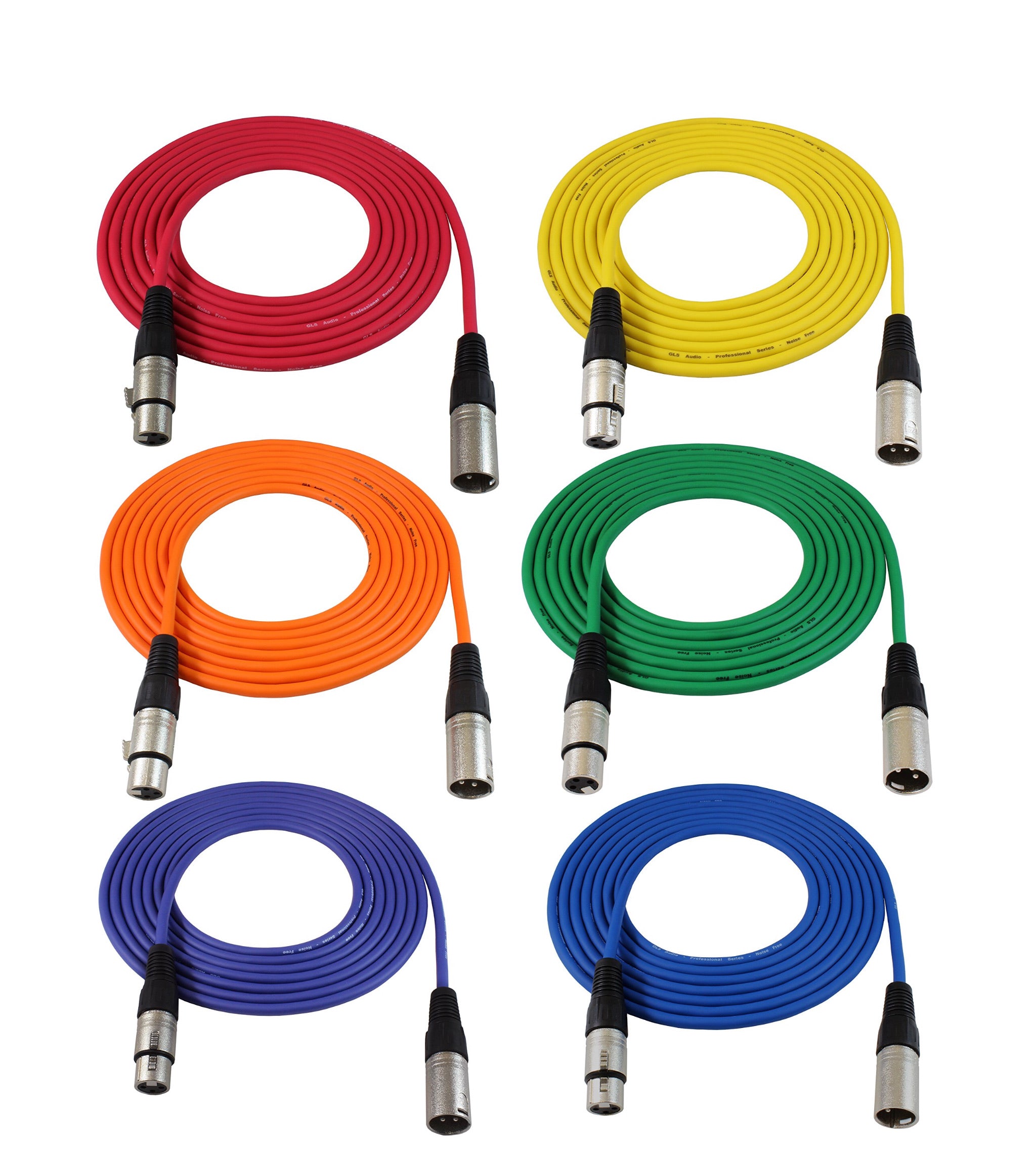 6 Pack Colored XLR Cables