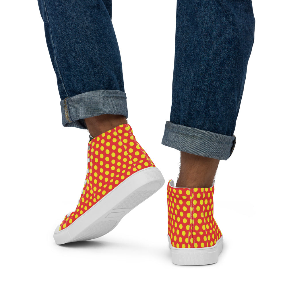 Zilla Dots Red Beans Men’s high top canvas shoes