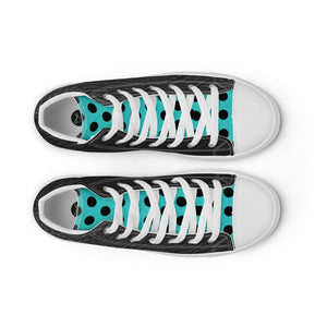 SurfZilla Zilla Dots Black Aqua Men’s high top canvas shoes