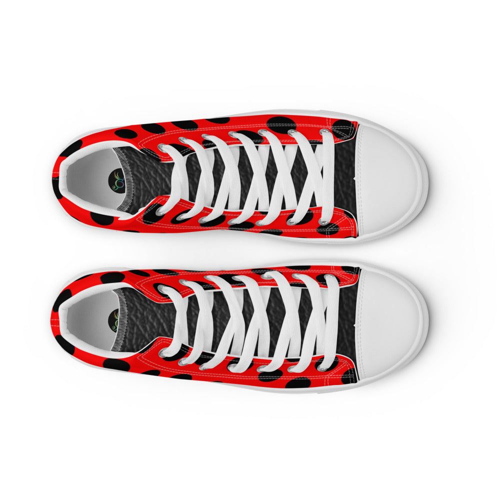 SurfZilla Zilla Dots Crimson Men’s high top canvas shoes