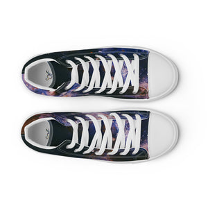 Abstract Nebula Men’s high top canvas shoes