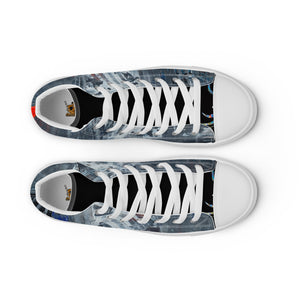 Abstract Silver Temple Men’s high top canvas shoes