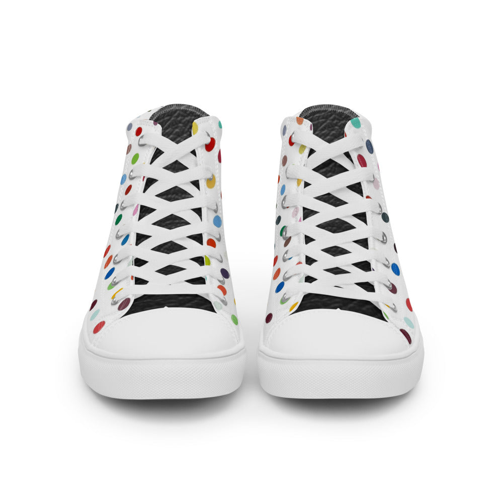 SurfZilla Zilla Dots Rainbow Men’s high top canvas shoes