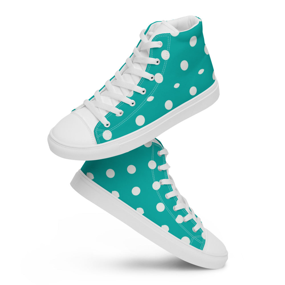 Zilla Dots Aqua White Men’s high top canvas shoes