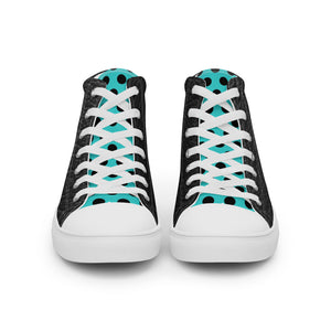 SurfZilla Zilla Dots Black Aqua Men’s high top canvas shoes