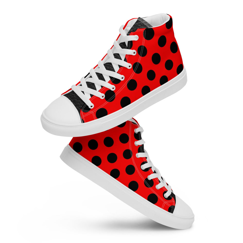 SurfZilla Zilla Dots Crimson Men’s high top canvas shoes