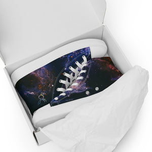 Abstract Nebula Men’s high top canvas shoes