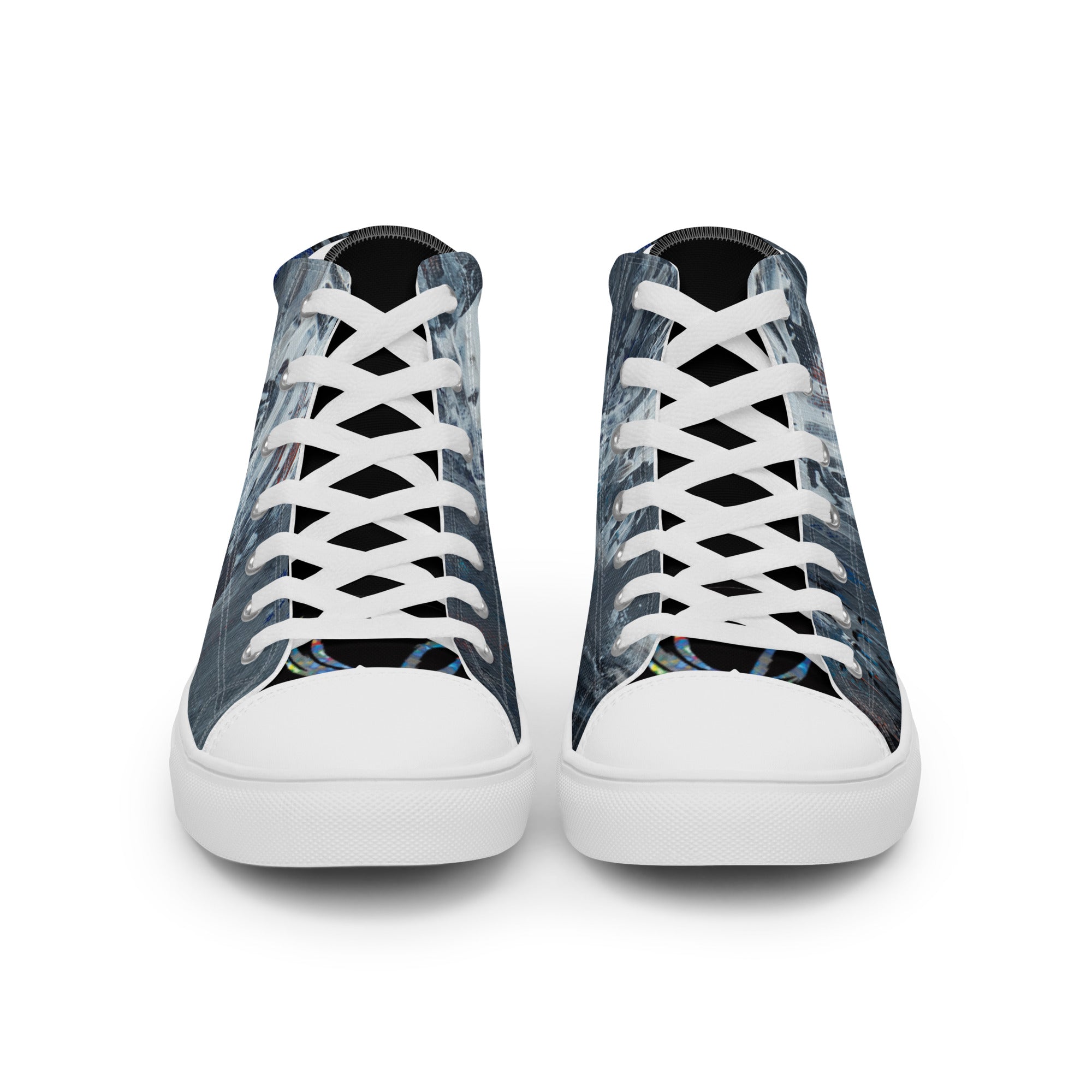 Abstract Silver Temple Men’s high top canvas shoes