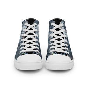 Abstract Silver Temple Men’s high top canvas shoes