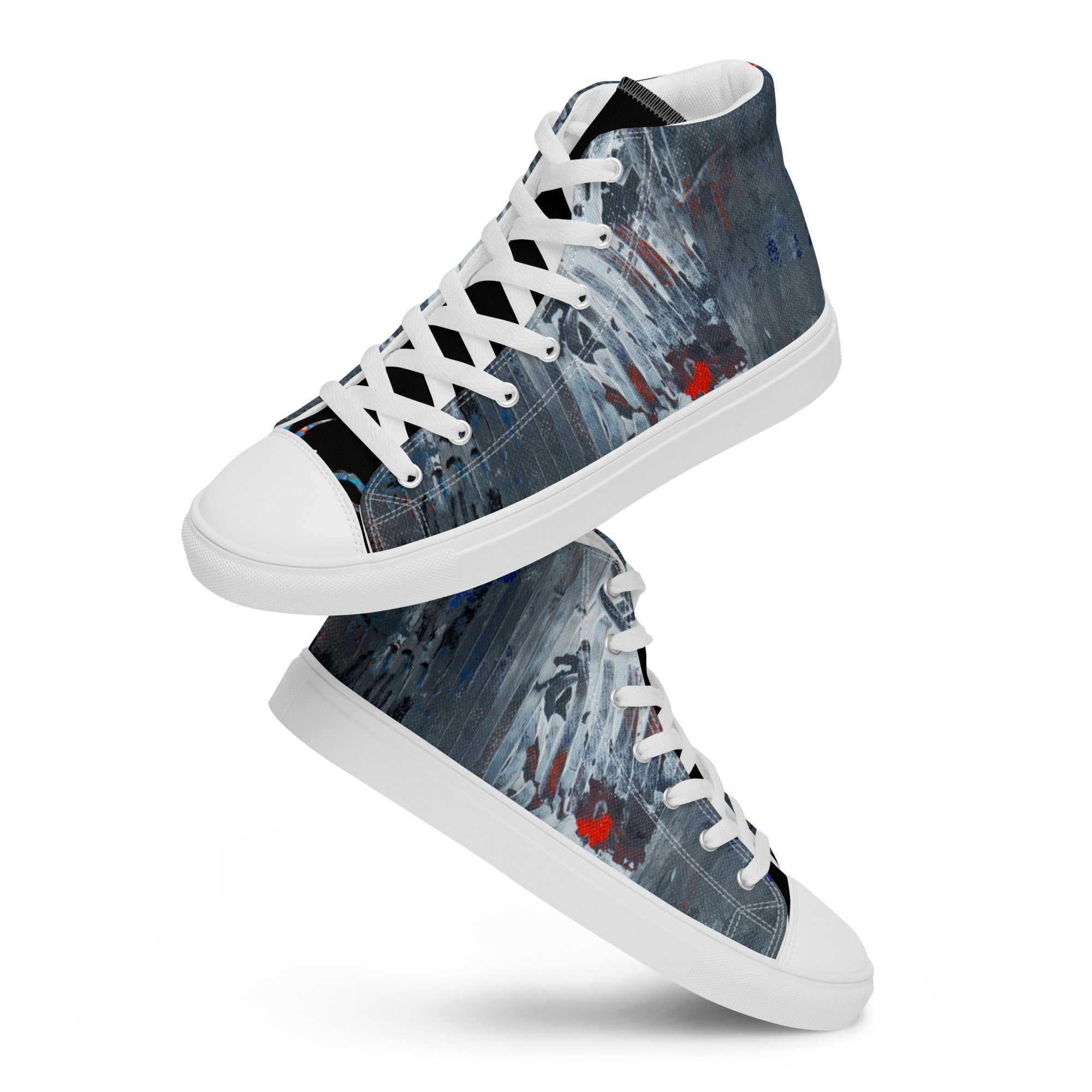 Abstract Silver Temple Men’s high top canvas shoes