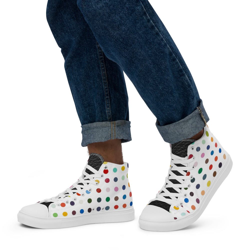 SurfZilla Zilla Dots Rainbow Men’s high top canvas shoes