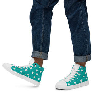 Zilla Dots Aqua White Men’s high top canvas shoes