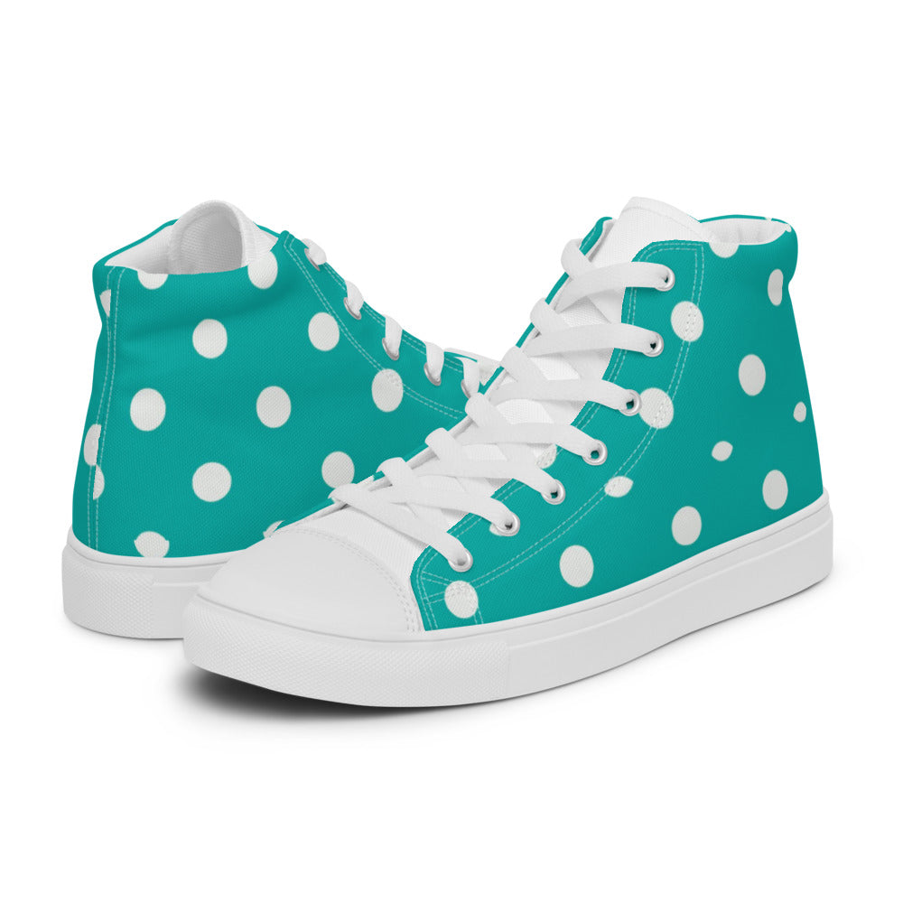 Zilla Dots Aqua White Men’s high top canvas shoes