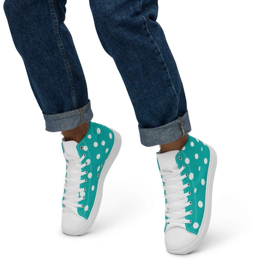 Zilla Dots Aqua White Men’s high top canvas shoes
