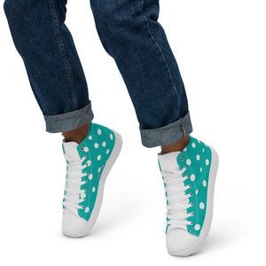 Zilla Dots Aqua White Men’s high top canvas shoes