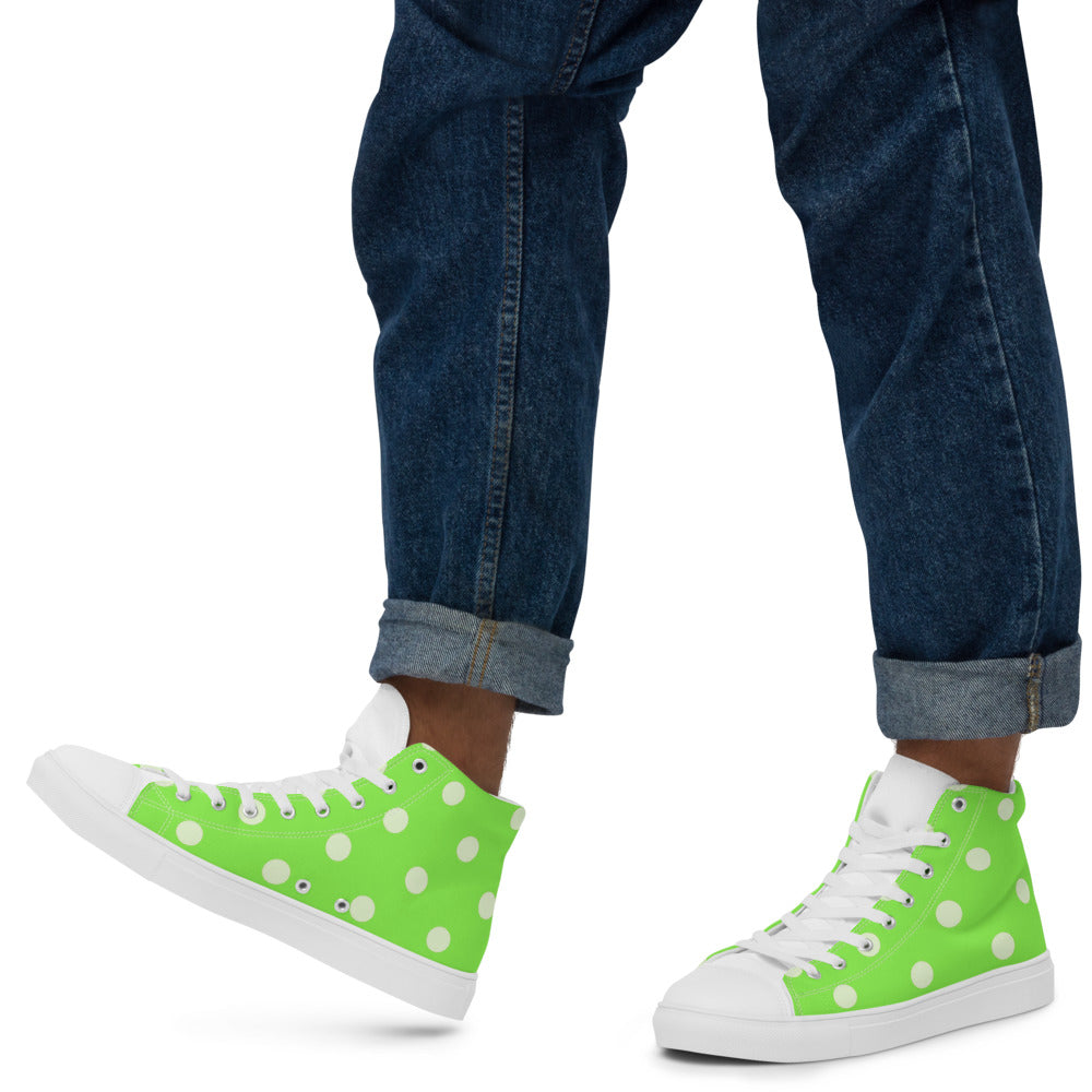 Zilla Dots Key Lime Men’s high top canvas shoes