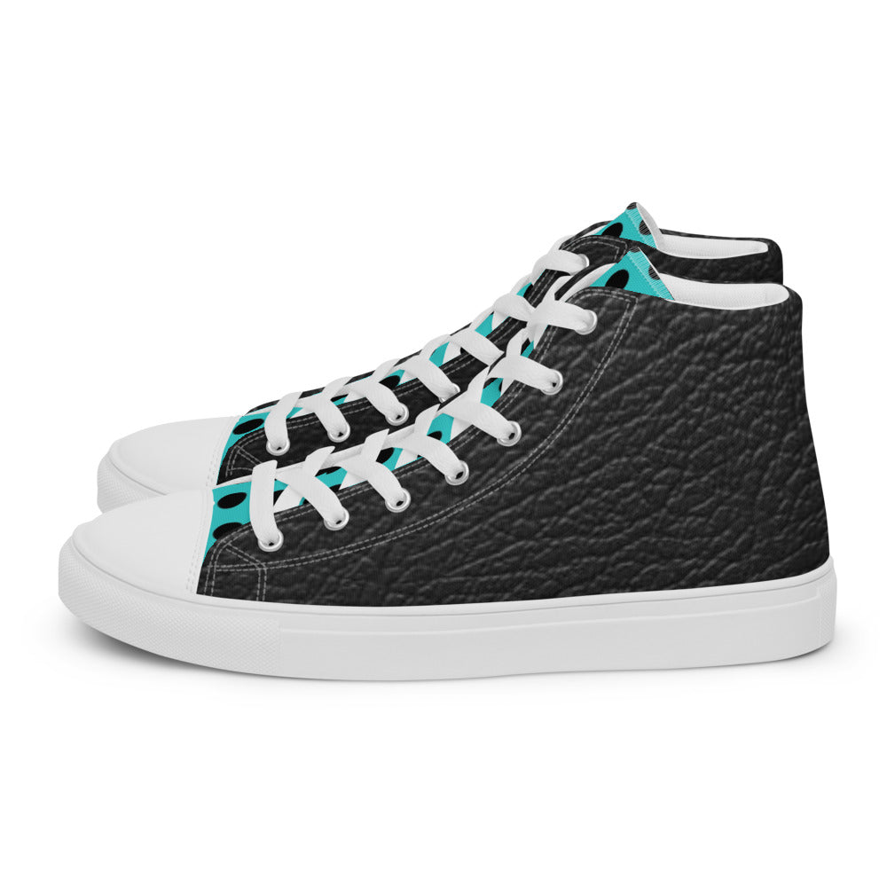 SurfZilla Zilla Dots Black Aqua Men’s high top canvas shoes