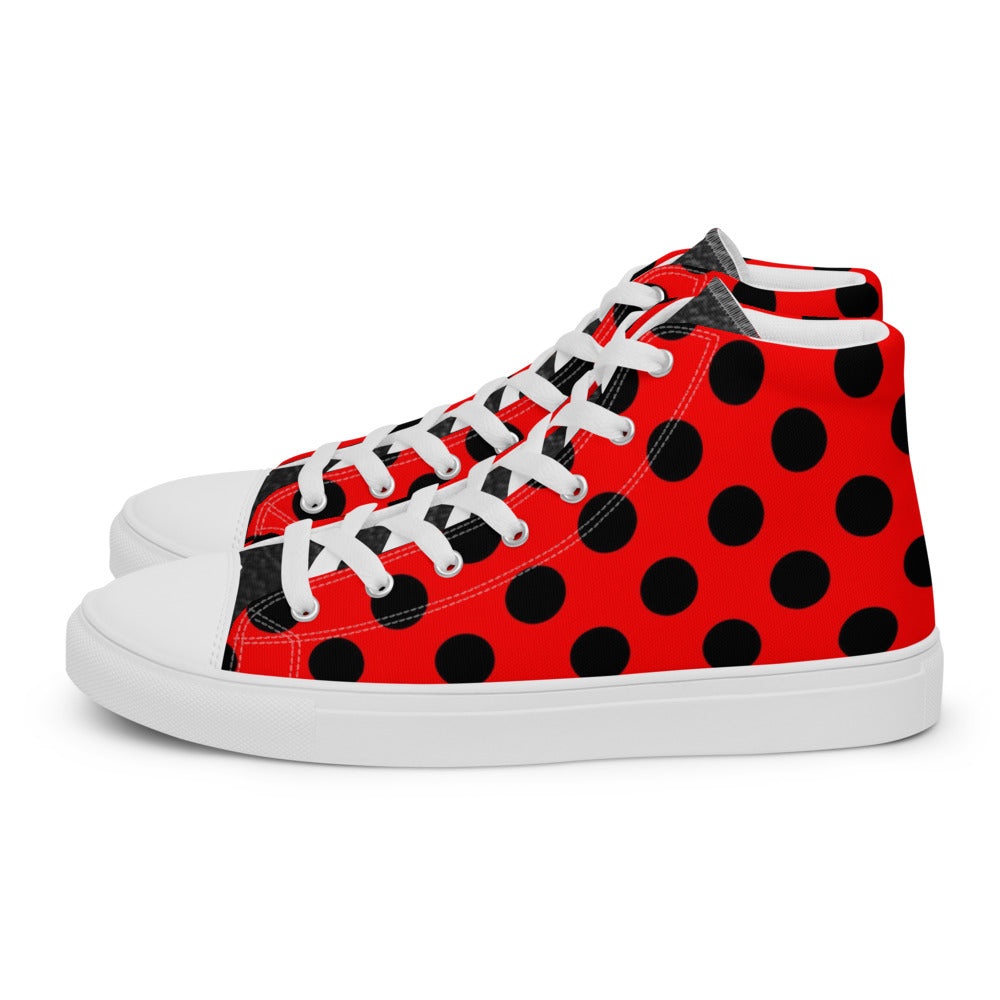 SurfZilla Zilla Dots Crimson Men’s high top canvas shoes