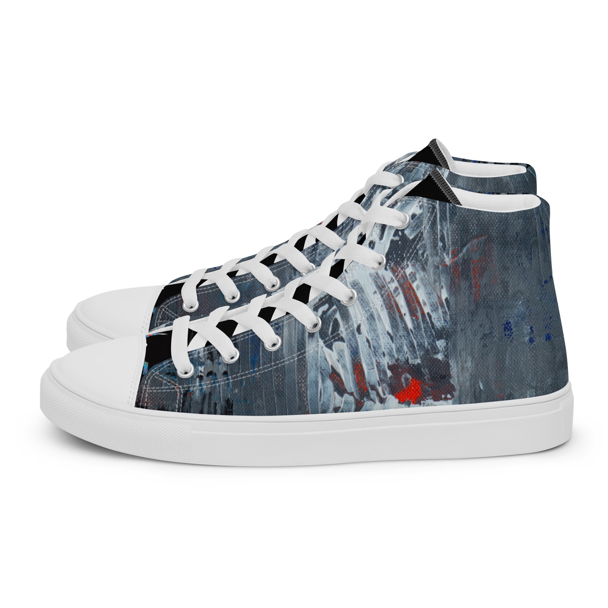 Abstract Silver Temple Men’s high top canvas shoes