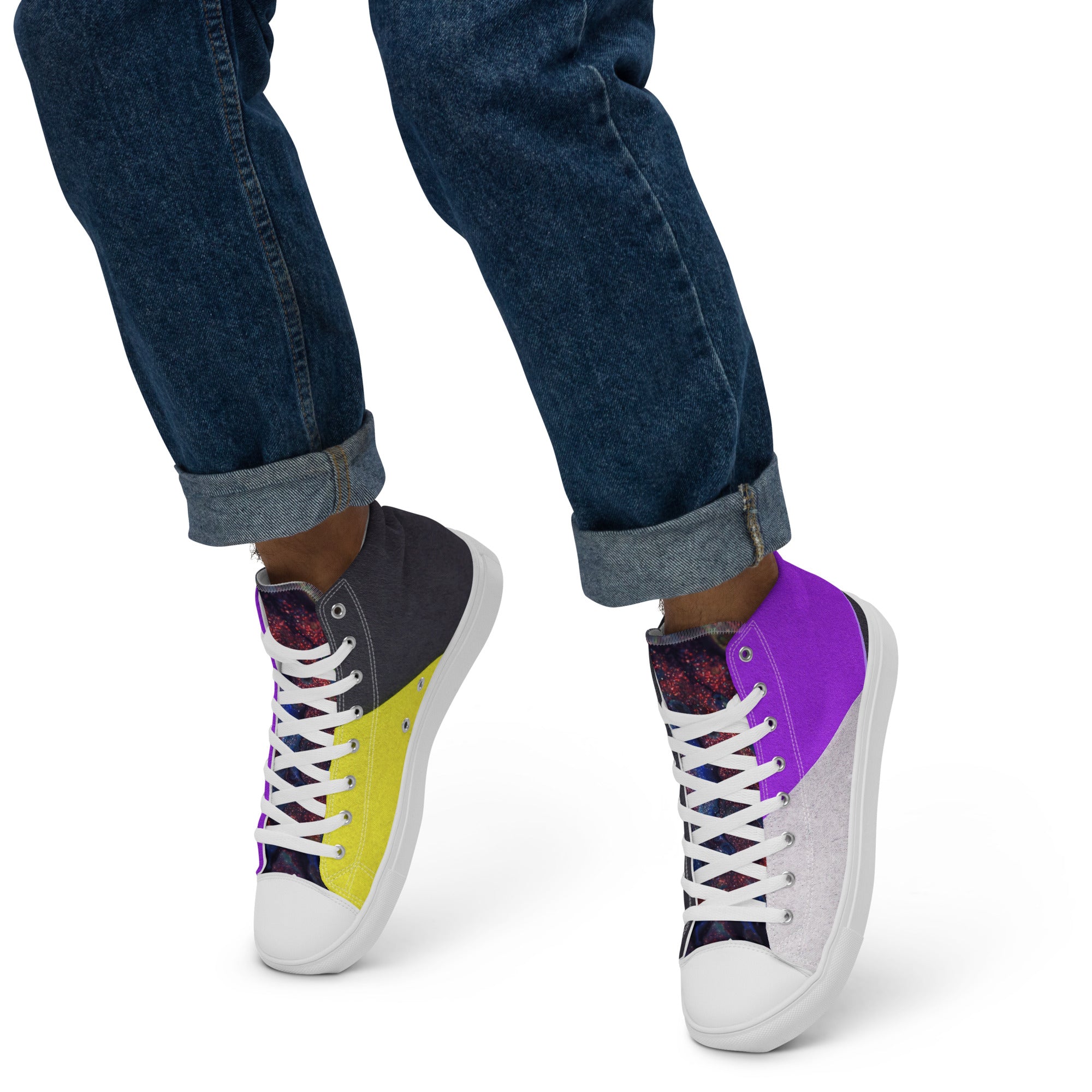 Abstract Prime Men’s high top canvas shoes
