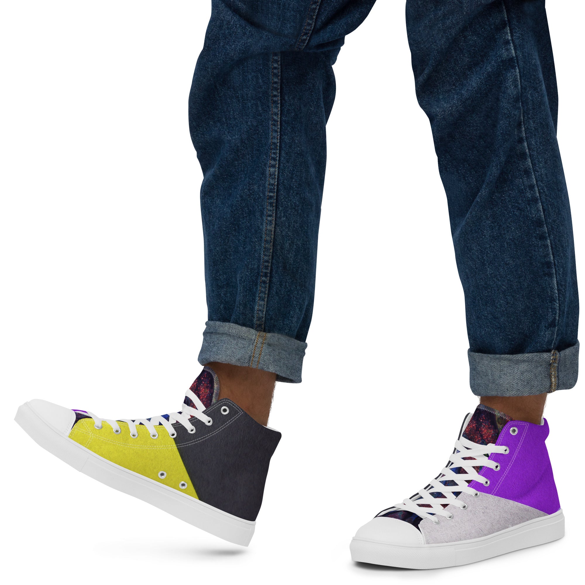Abstract Prime Men’s high top canvas shoes