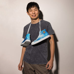 Sky Ice Cube Men’s high top canvas shoes