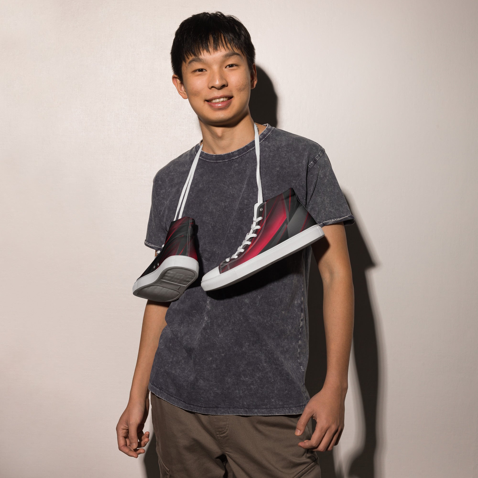 Abstract Night Sun Men’s high top canvas shoes