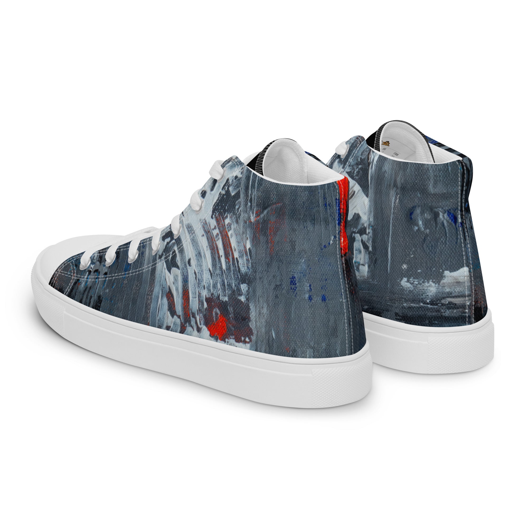 Abstract Silver Temple Men’s high top canvas shoes