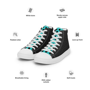 SurfZilla Zilla Dots Black Aqua Men’s high top canvas shoes