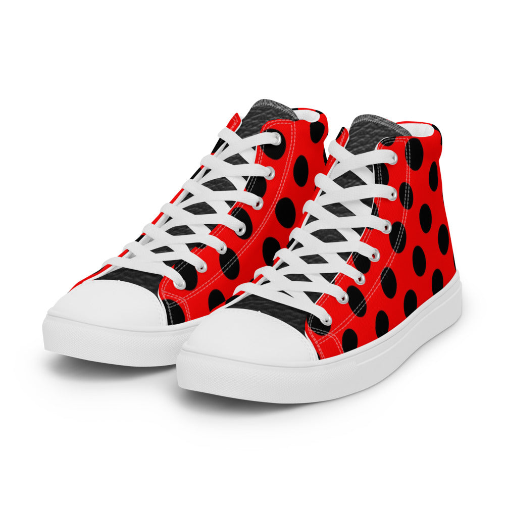 SurfZilla Zilla Dots Crimson Men’s high top canvas shoes